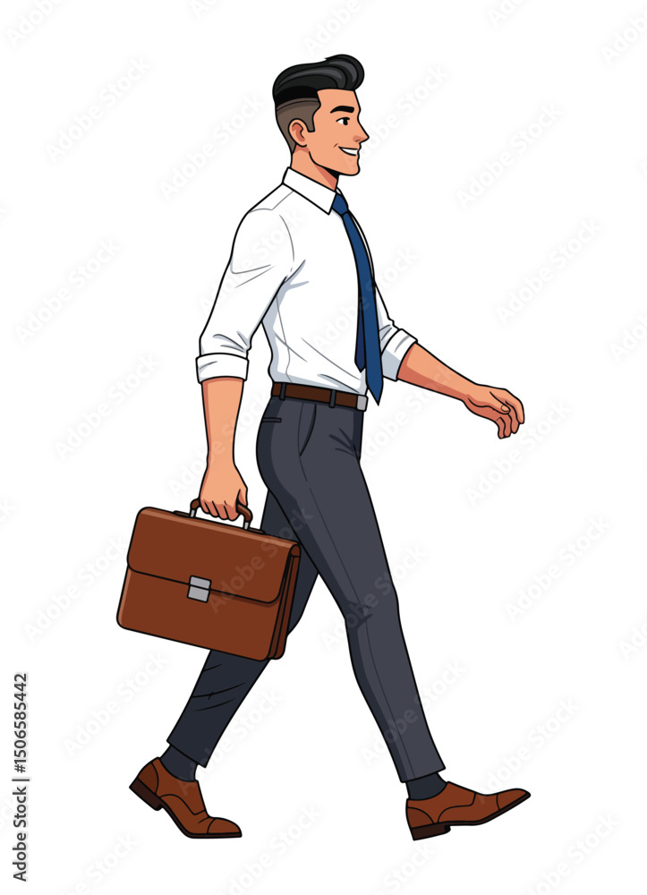 Professional Businessman Walking Animation – Flat Vector Character Side View with Briefcase Professional Businessman Walking Animation – Flat Vector Character Side View with Briefcase