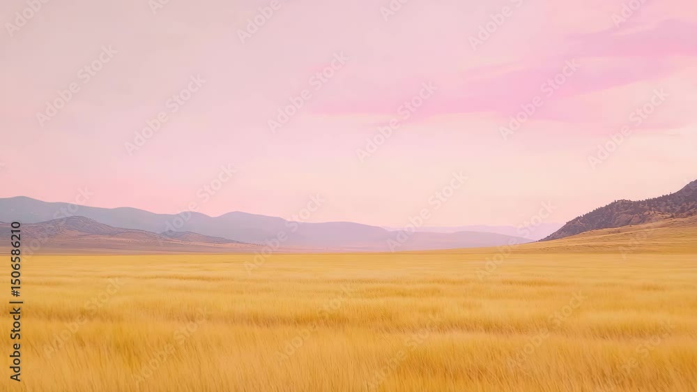Serene landscape with golden fields and soft pastel sky at sunset. Serene landscape with golden fields and soft pastel sky at sunset.