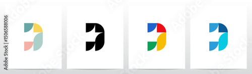 Quarter Circle and Half Circle Geometric Initial Letter Logo Design D