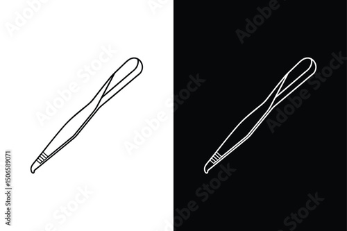 Tweezers line Icon Design. Vector Illustration on Black & White Background