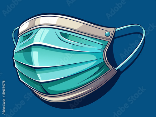 A professional vector of a clean surgical face mask with detailed folds and texture, floating alone