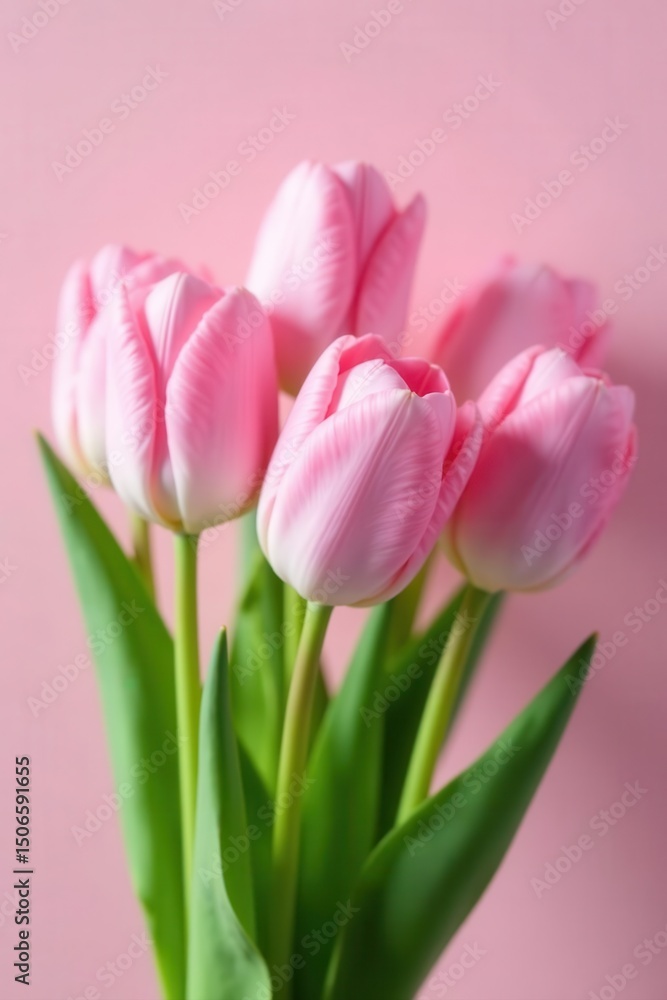 Fototapeta premium Pastel pink tulips in a charming spring bouquet Perfect for holidays and celebrations , beautiful, holiday, flowers
