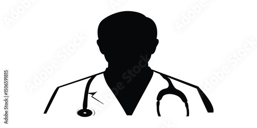 Silhouette of a male doctor wearing a stethoscope and lab coat