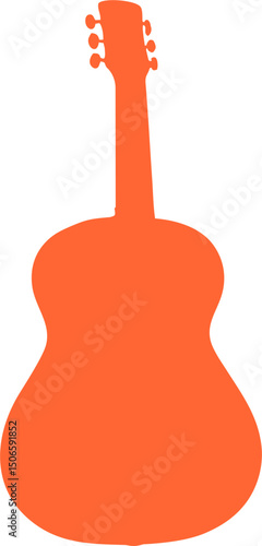 Silhouette vector illustration of a guitar in orange colour 