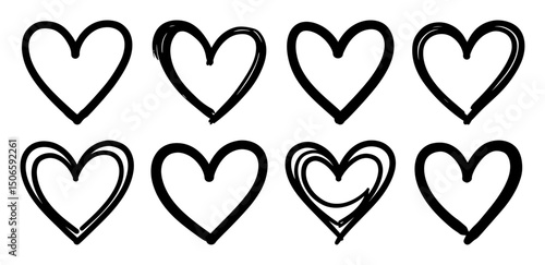 hand drawn heart symbols vector set