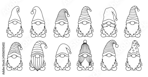 gnomes with beards and hats set