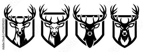 stag head emblem collection vector