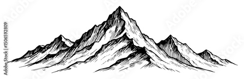 mountain landscape contour line art