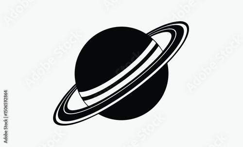 Planet Saturn Silhouette Icon