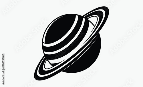 Planet Saturn Silhouette Icon