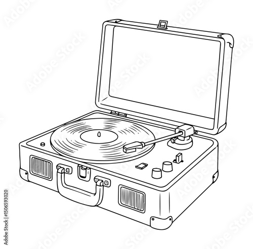 retro turntable record player sketch