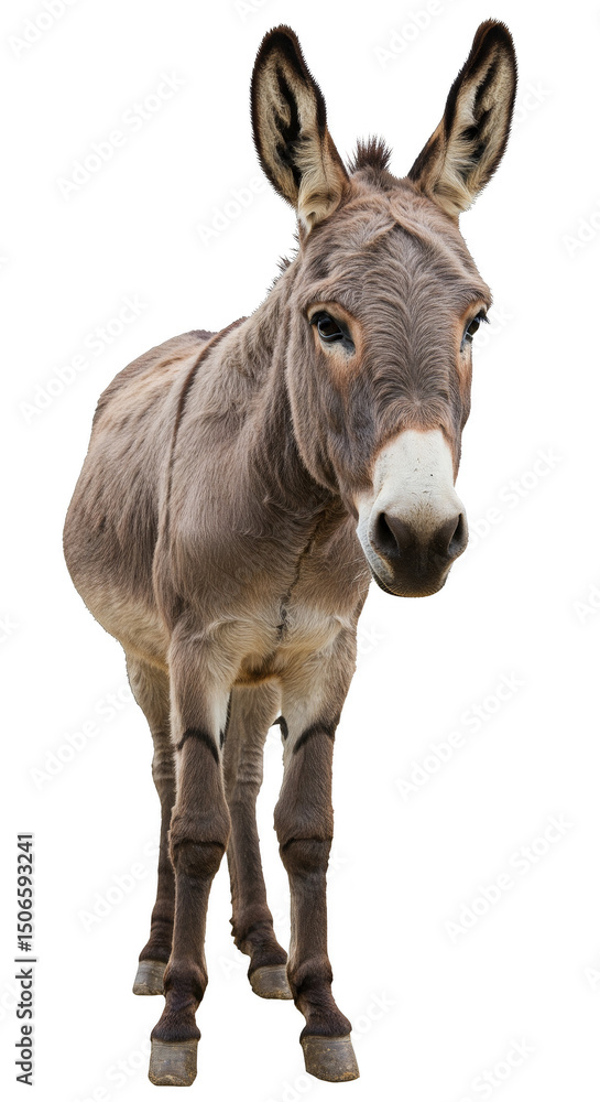 Realistic Donkey Isolated on a Transparent Background Portrait View Realistic Donkey Isolated on a Transparent Background Portrait View