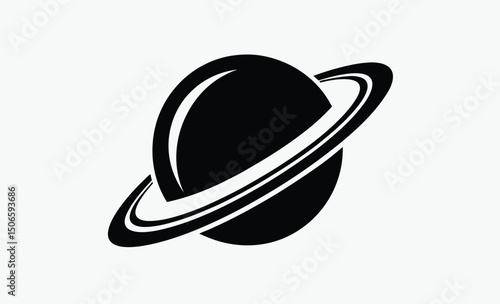 Planet Saturn Silhouette Icon