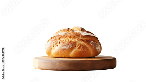 Crusty Artisan Bread Loaf on Wooden Board, Bakery, Freshly Baked, Delicious, Food Photography