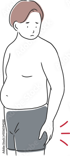 お尻の贅肉が気になる男性のイラスト素材