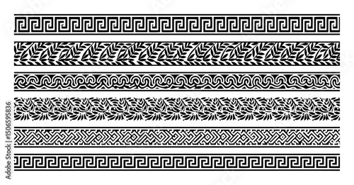 greek seamless borders and patterns – traditional antique vector set