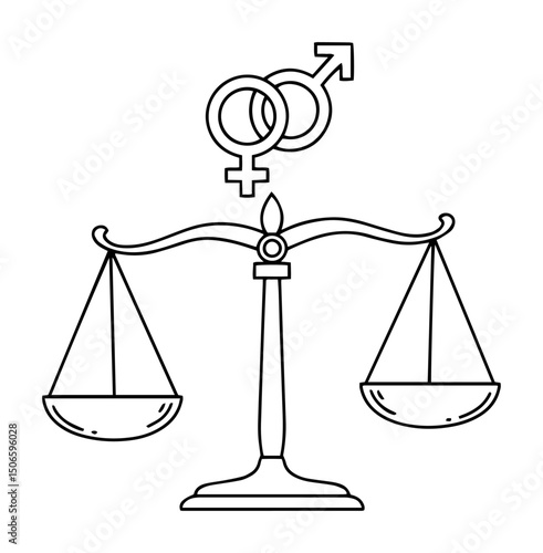scales with gender symbols – equality and balance concept vector
