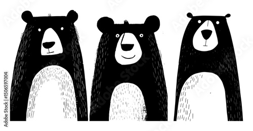 cute cartoon bears standing – minimal animal vector illustration
