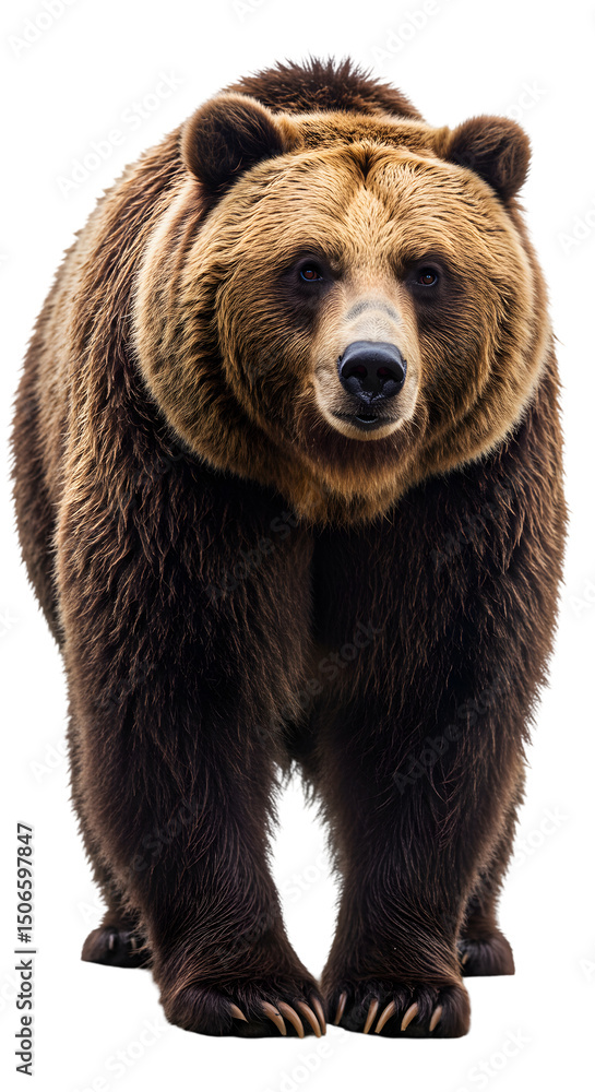 Fototapeta premium Realistic Photo of a Majestic Brown Bear Standing with Transparent Background
