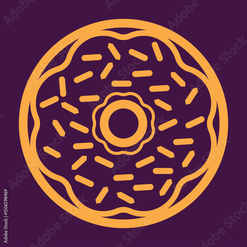 Donut Logo Vector Outline yummy with sprinkles