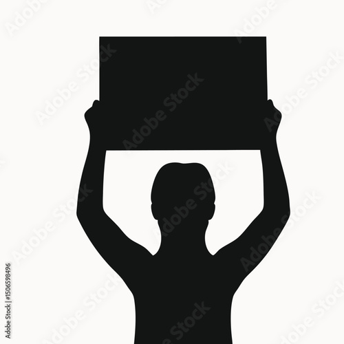 Silhouette of a Person Holding a Blank Sign Protest, Demonstration, or Announcement
