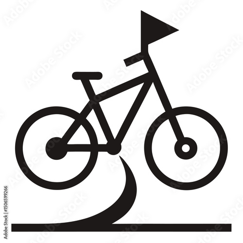 Bicycle Path Icon with Arrow Vector on White Background, Bike Lane Direction Symbol Illustration
