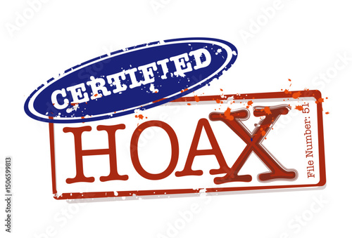 Certified Hoax Stamps in Vector for varied supernatural tales and popular paranormal events. Editable Clip Art. 