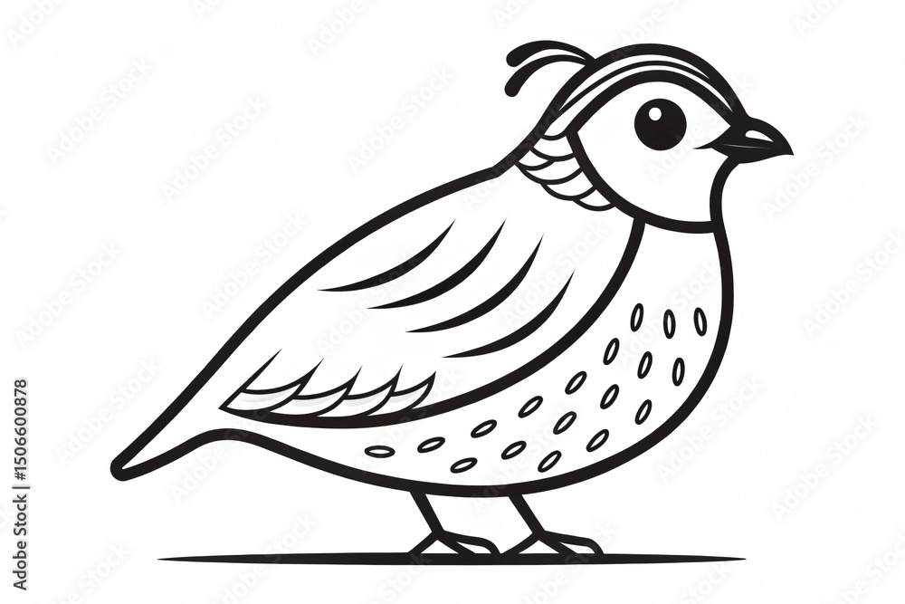Fototapeta premium Adorable Line Art Quail Illustration Bird Drawing Wildlife Design Nature Graphic Simple Bird Sketch