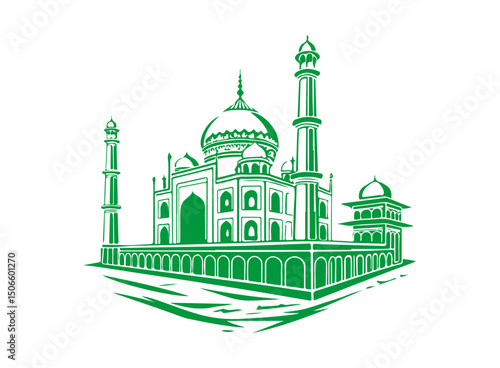Taj Mahal vector illustration showing iconic architecture and a cultural landmark in India