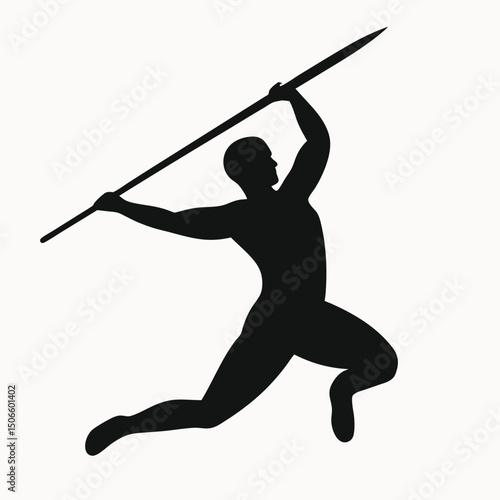 Powerful Silhouette of a Javelin Thrower in Action Athletic Strength and Dynamic Pose