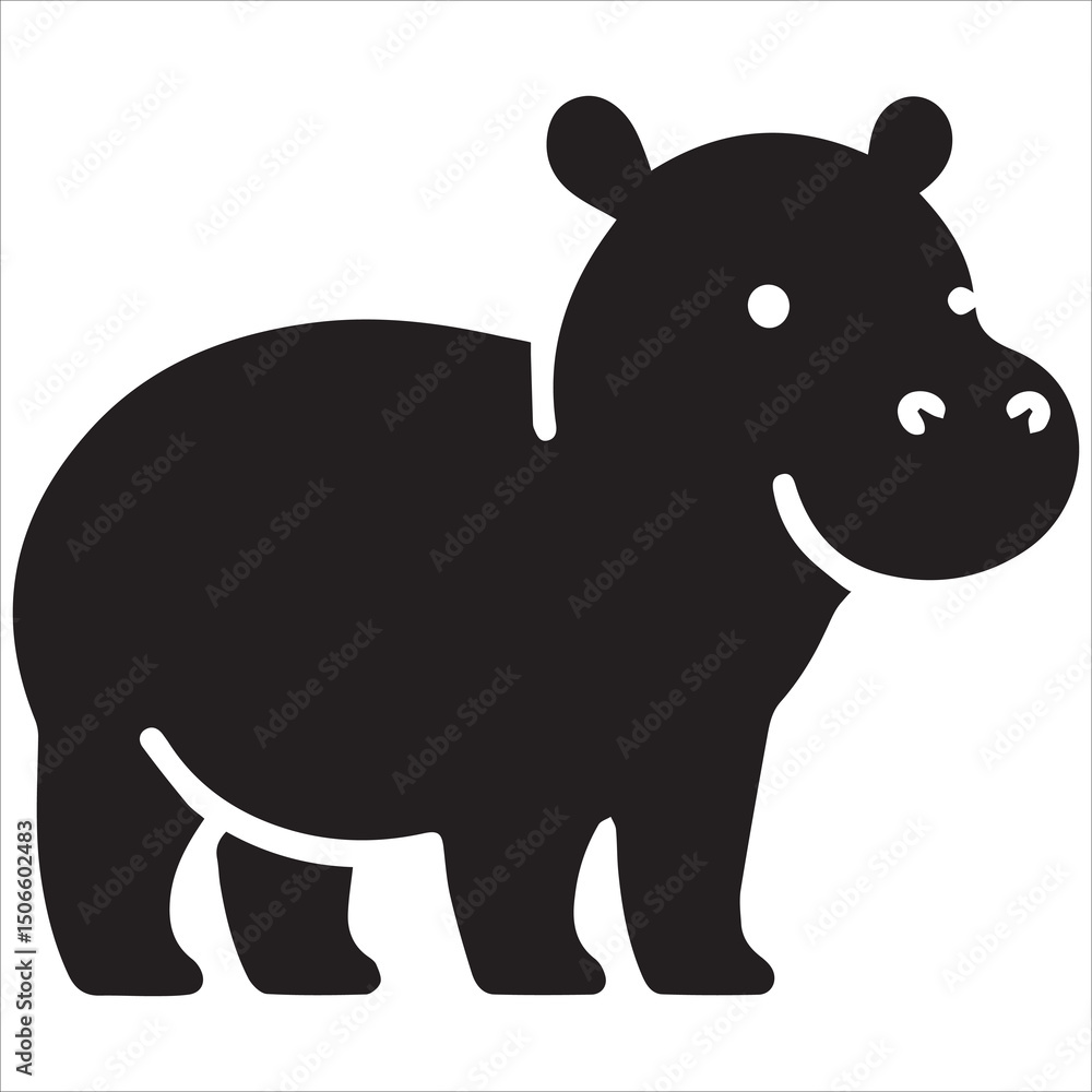 Fototapeta premium Baby Hippopotamus Standing Silhouette