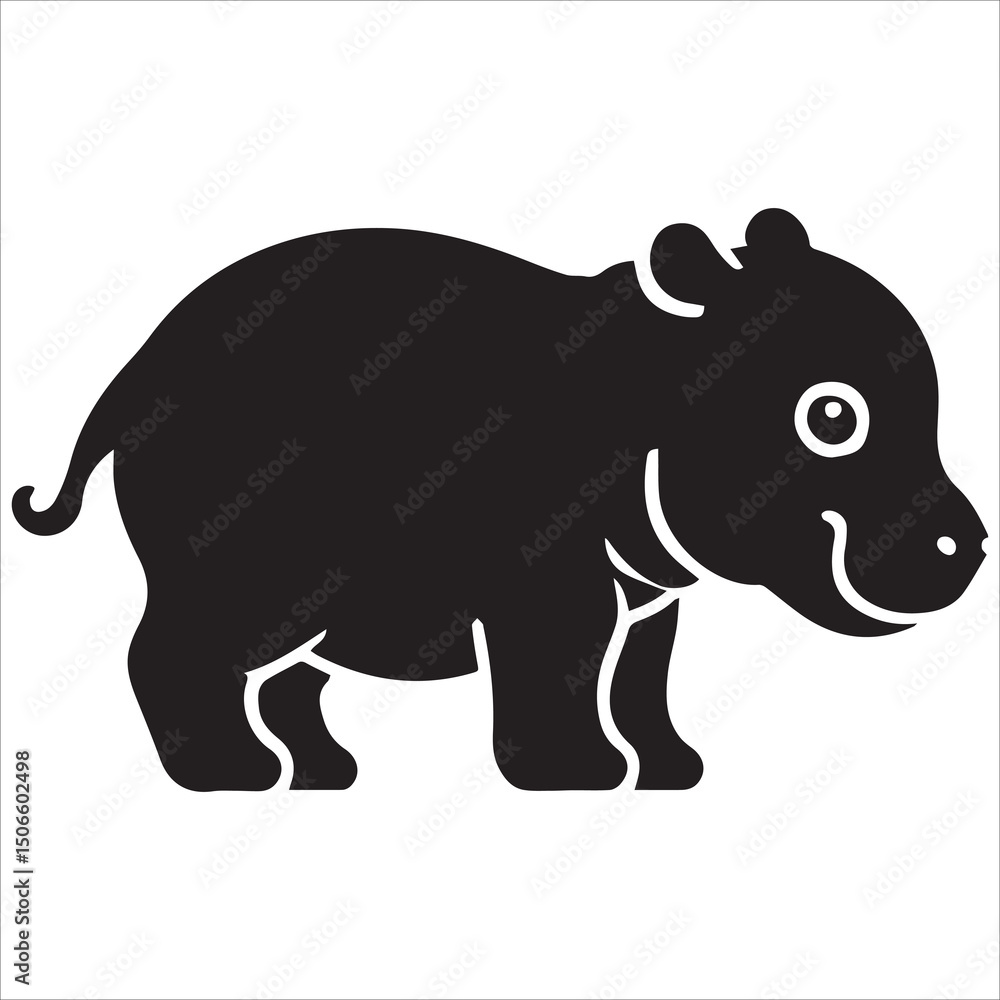 Obraz premium Baby Hippopotamus Standing Silhouette