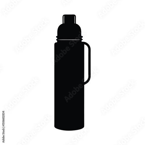 Thermos Bottle Silhouette Vector.
