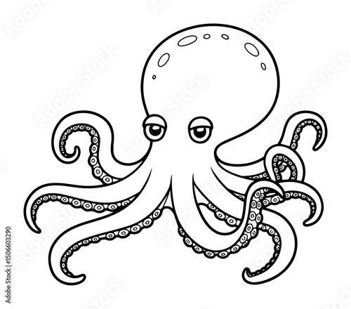 funny octopus cartoon vector illustration