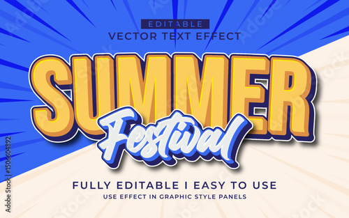 3d editable summer festival text effect typography style template