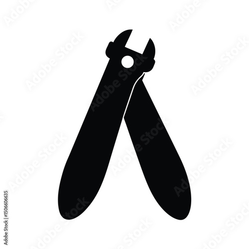 Wire cutter tool black and white silhouette