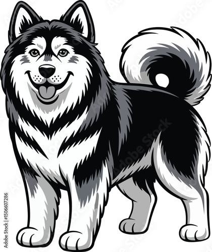 Cute Alaskan Malamute Dog Vector