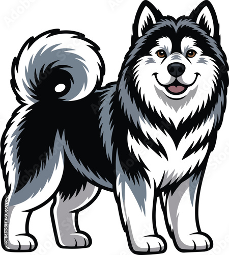 Cute Alaskan Malamute Dog Vector