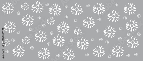 abstract, vector, monochrome, big flowers, all over textiles design, illustration digital image can be used for wrapping paper