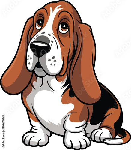 Cute Basset Hound Dog Vector