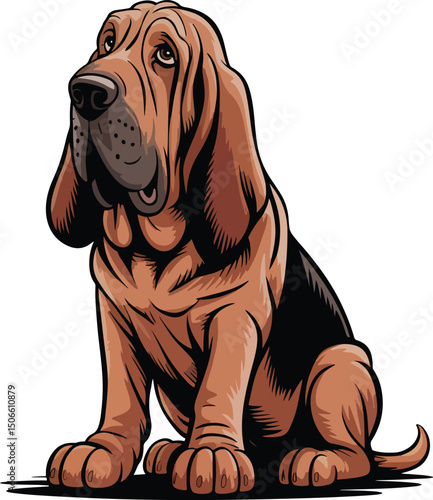 Cute Bloodhound Dog Vector