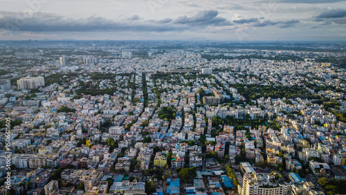 Ariel Shot of beautiful Bangalore City in India	