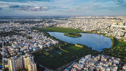 Ariel Shot of beautiful Bangalore City in India	