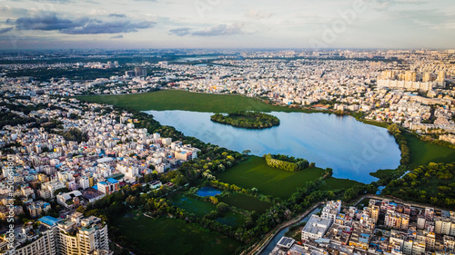 Ariel Shot of beautiful Bangalore City in India	