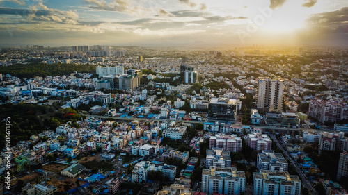 Ariel Shot of beautiful Bangalore City in India	