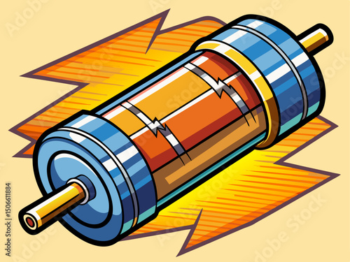 A detailed vector of a cylindrical fuse used in electric circuits, shown alone and sharp