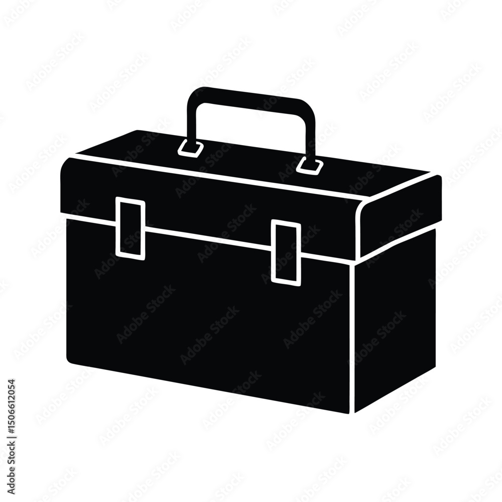 Black toolbox vector icon on white background Black toolbox vector icon on white background