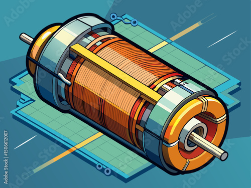 A detailed vector of a cylindrical fuse used in electric circuits, shown alone and sharp