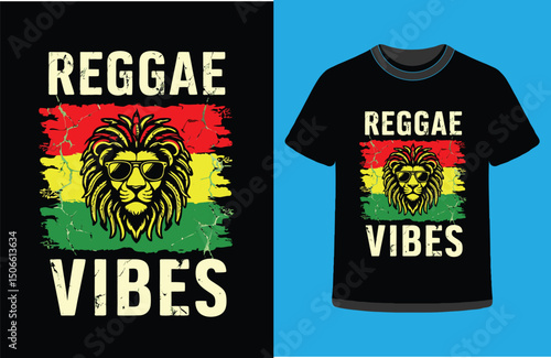 Roots and Reggae T-Shirt Design Vibrant Rasta Theme Vector