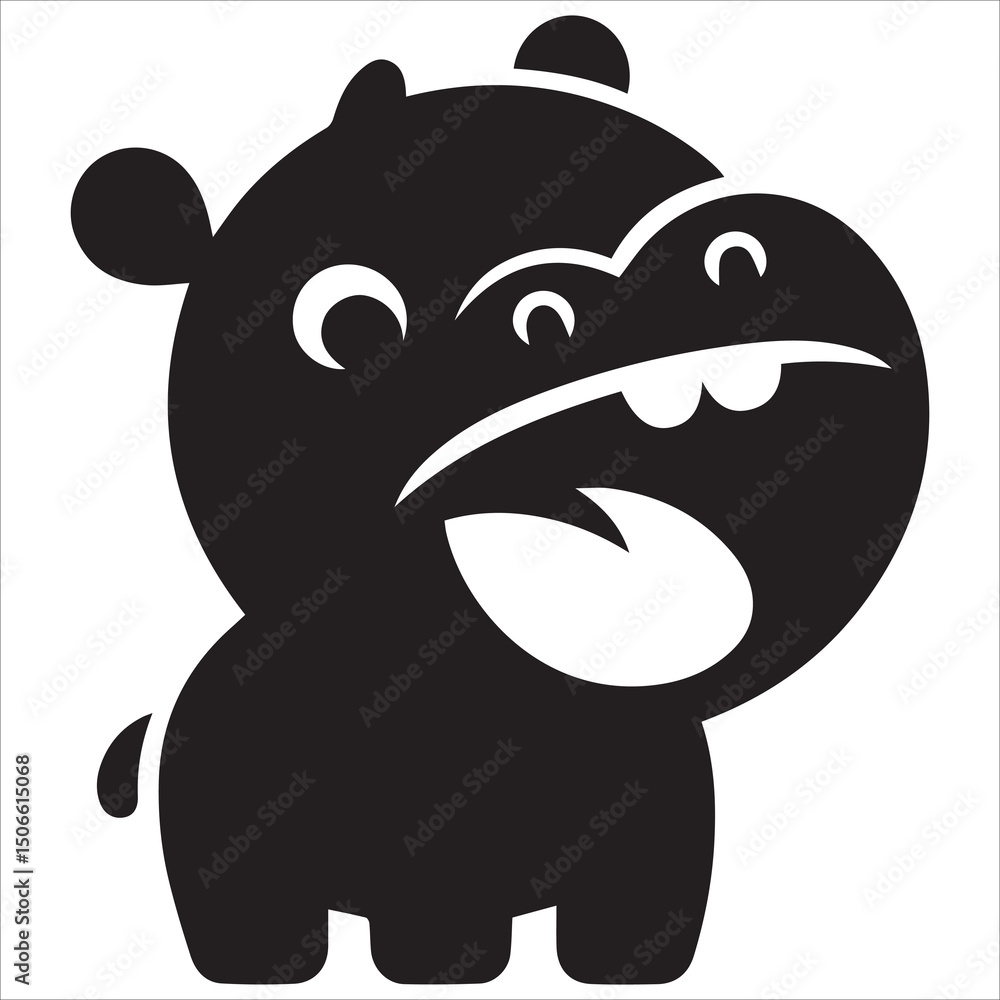 Laughing Baby Hippopotamus Silhouette Laughing Baby Hippopotamus Silhouette